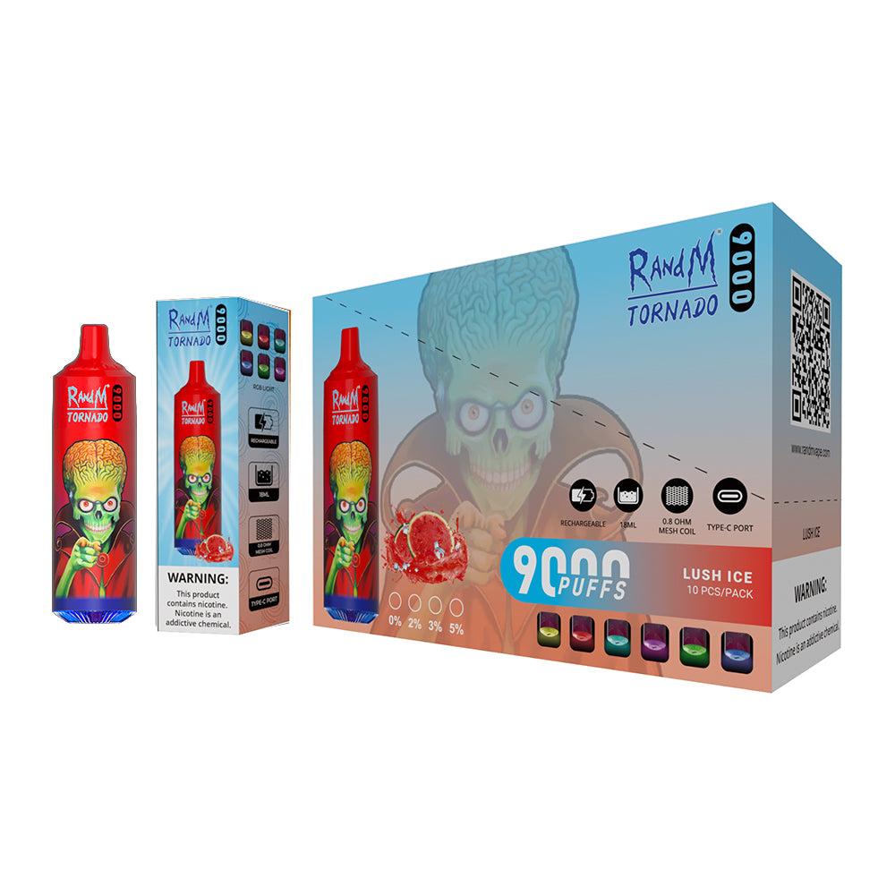 RAndM Tornado 9000 Puffs Wegwerp Vape (Doos van 10)
