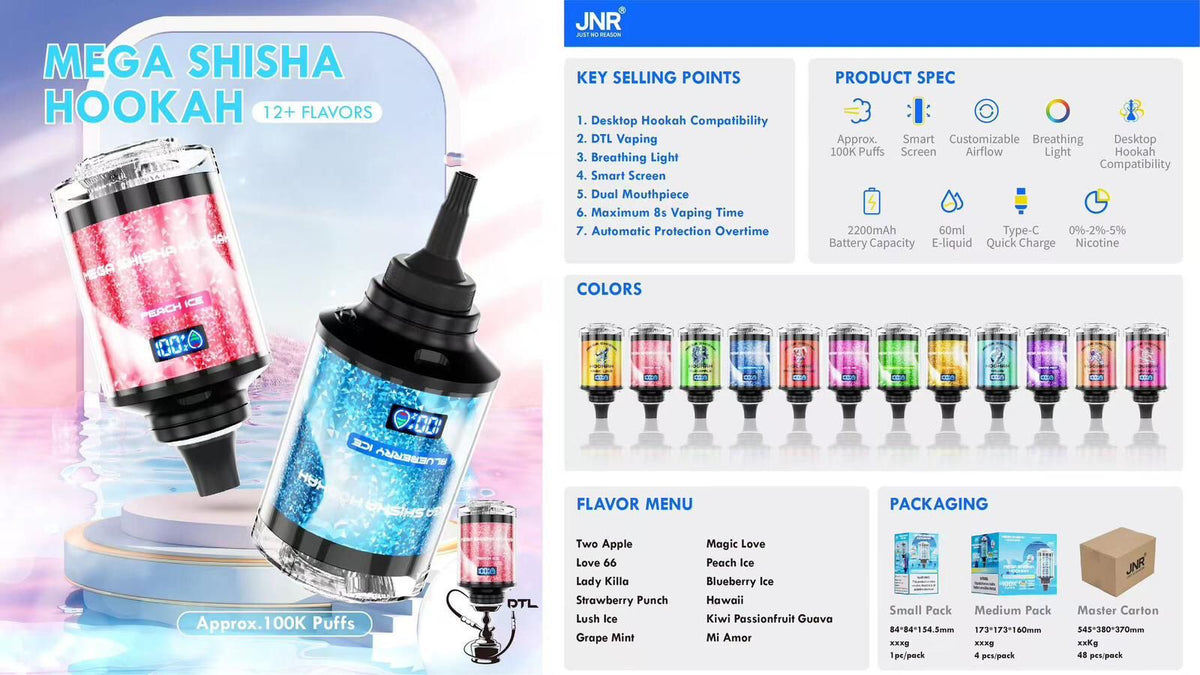 JNR Mega Shisha Hookah 100k Puffs Disposable Vape