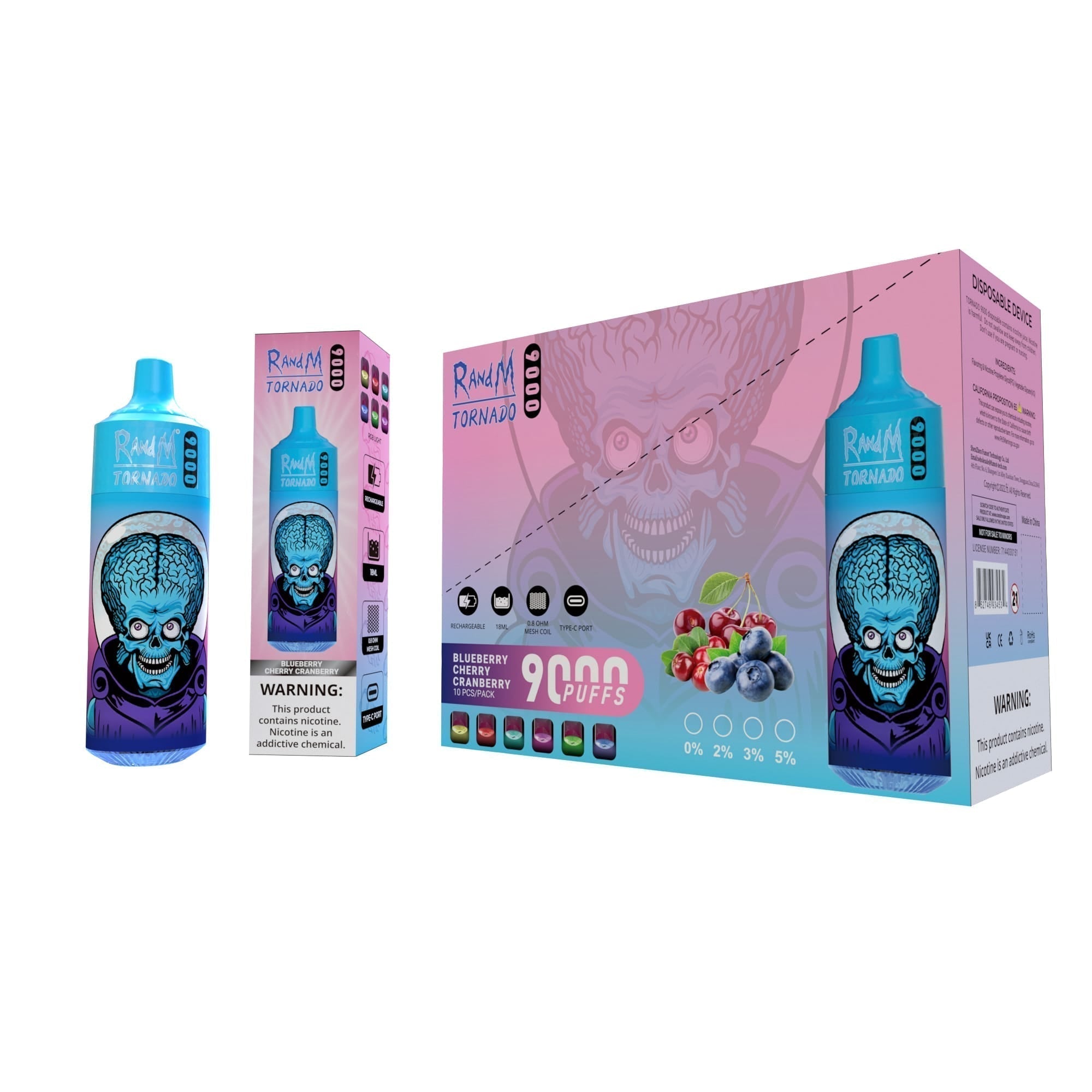 RAndM Tornado 9000 Puffs Wegwerp Vape (Doos van 10)
